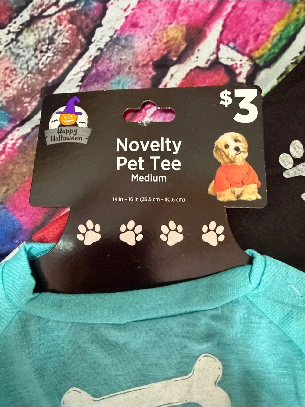 Novelty Pet Tee — Black, Teal & Pink Dog Shirts (Set)